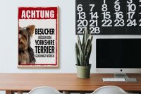 Holzschild Spruch 20x30cm Tiere Achtung Yorkshire Terrier