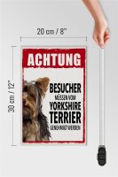 Holzschild Spruch 20x30cm Tiere Achtung Yorkshire Terrier