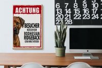 Holzschild Spruch 20x30cm Tiere Achtung Rodhesian Ridgeback