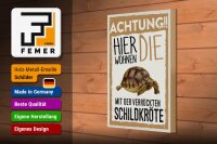 Holzschild Spruch 20x30cm Tiere Achtung hier Schildkröte