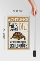 Holzschild Spruch 20x30cm Tiere Achtung hier Schildkröte
