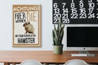 Holzschild Spruch 20x30cm Tiere Achtung hier Hamster