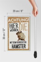 Holzschild Spruch 20x30cm Tiere Achtung hier Hamster