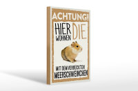 Holzschild Spruch 20x30cm Tiere Achtung hier Meerschweinchen
