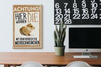 Holzschild Spruch 20x30cm Tiere Achtung hier Meerschweinchen