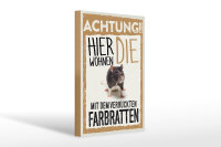 Holzschild Spruch 20x30cm Tiere Achtung hier Farbratten