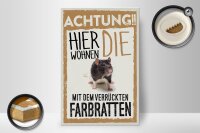 Holzschild Spruch 20x30cm Tiere Achtung hier Farbratten