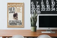 Holzschild Spruch 20x30cm Tiere Achtung hier Farbratten
