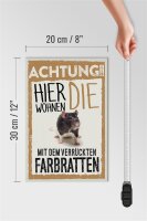 Holzschild Spruch 20x30cm Tiere Achtung hier Farbratten