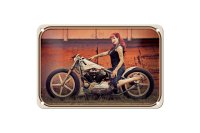 Blechschild Motorrad 18x12cm Biker Girl Frau Pin up