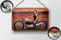 Blechschild Motorrad 18x12cm Biker Girl Frau Pin up