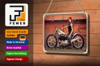 Blechschild Motorrad 18x12cm Biker Girl Frau Pin up