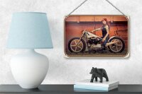 Blechschild Motorrad 18x12cm Biker Girl Frau Pin up