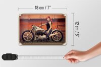 Blechschild Motorrad 18x12cm Biker Girl Frau Pin up