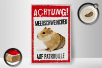Holzschild Spruch 20x30cm Achtung Meerschweinchen Patrouille