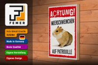 Holzschild Spruch 20x30cm Achtung Meerschweinchen Patrouille