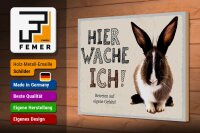 Holzschild Spruch 30x20cm Hase hier wache ich eigene Gefahr