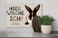 Holzschild Spruch 30x20cm Hase hier wache ich eigene Gefahr
