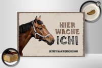 Holzschild Spruch 30x20cm Pferd links hier wache ich eigene Gefahr Schild