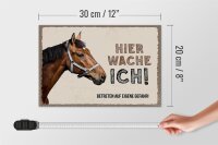 Holzschild Spruch 30x20cm Pferd links hier wache ich eigene Gefahr Schild