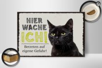 Holzschild Spruch 30x20cm Katze hier wache ich eigene Gefahr