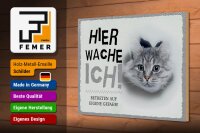 Holzschild Spruch 30x20cm Katze hier wache eigene Gefahr