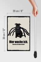 Holzschild Spruch 20x30cm Hund hier wache ich eigene Gefahr