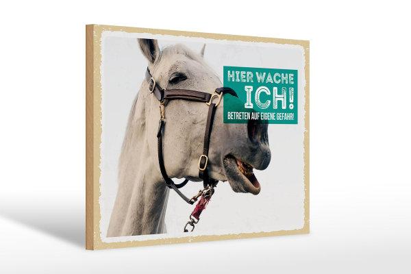 Holzschild Spruch 30x20cm Pferd Schimmel hier wache ich