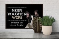 Holzschild Spruch 30x20cm Tiere hier wachen wir eigene Gefahr