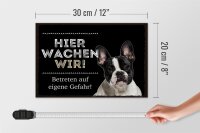 Holzschild Spruch 30x20cm Tiere hier wachen wir eigene Gefahr