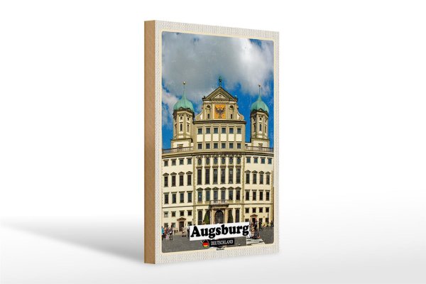 Holzschild Städte Augsburg Rathaus Architektur 20x30cm