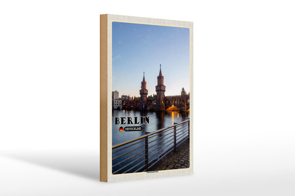 Holzschild Städte Berlin Oberbaumbrücke Architektur 20x30cm