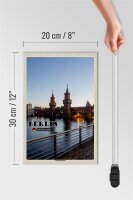 Holzschild Städte Berlin Oberbaumbrücke Architektur 20x30cm