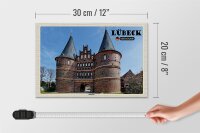 Holzschild Städte Lübeck Deutschland Holstentor 30x20cm