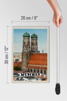Holzschild Städte München Altstadt Frauenkirche 20x30cm