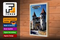 Holzschild Städte Amberg Nabburger Tor Mittelalter 20x30cm