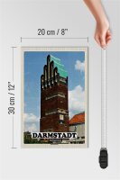 Holzschild Städte Darmstadt Hochzeitsturm Architektur 20x30cm