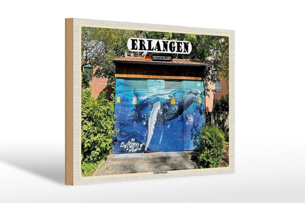 Holzschild Städte Erlangen Graffiti Streetart 30x20cm