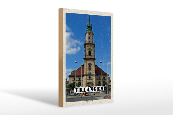 Holzschild Städte Erlangen Hugenotten Kirche 20x30cm
