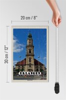 Holzschild Städte Erlangen Hugenotten Kirche 20x30cm