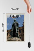 Holzschild Städte Erlangen Markgrafenstatue 20x30cm