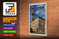 Holzschild Städte Fürth Rathaus Altstadt Flaggen 20x30cm