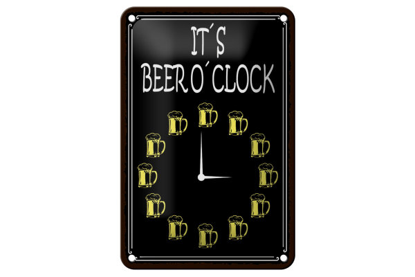 Blechschild Spruch 12x18cm it´s Beer o´clock Bier Alkohol