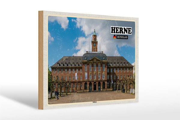 Holzschild Städte Herne Rathaus Architektur 30x20cm