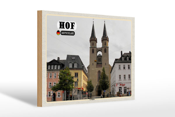 Holzschild Städte Hof St. Martin Architektur 30x20cm
