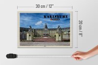 Holzschild Städte Karlsruhe Schloss Brunnen 30x20cm