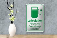 Blechschild Parken 12x18cm Ladestation nur Elektrofahrzeuge