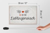 Holzschild Spruch Du mein Lieblingsmensch Herz 30x20cm