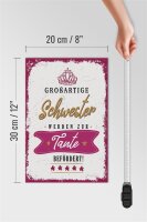 Holzschild Spruch Großartige Schwester werden Tante 20x30cm