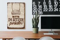 Holzschild Spruch 20x30cm Bitte im sitzen pinkeln braun